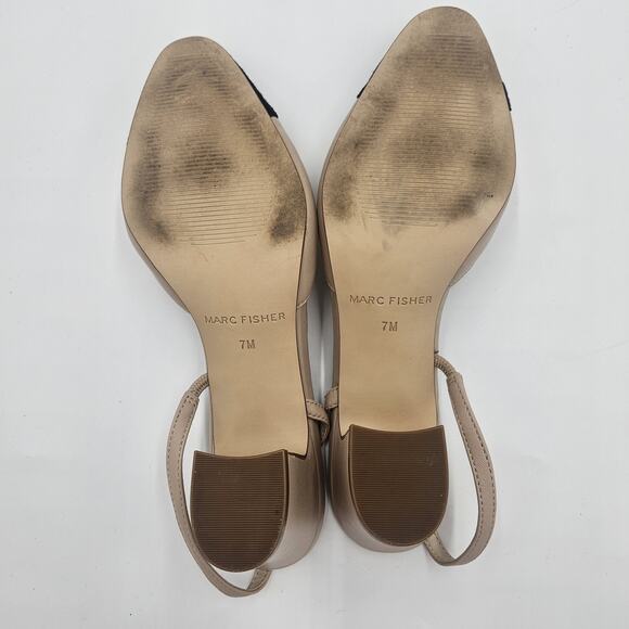 Marc Fisher Laynie Size 7 Slingback Block Heel Classic Career Leather Elegant - Picture 4 of 10